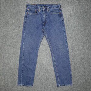 Levis 505 Jeans Men 34x32 Blue Regular Fit Straight Leg Medium Wash Denim R2